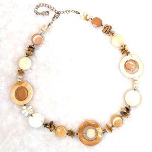 Vintage You & I Natural Stone & Shells Short Adjustable Length Necklace